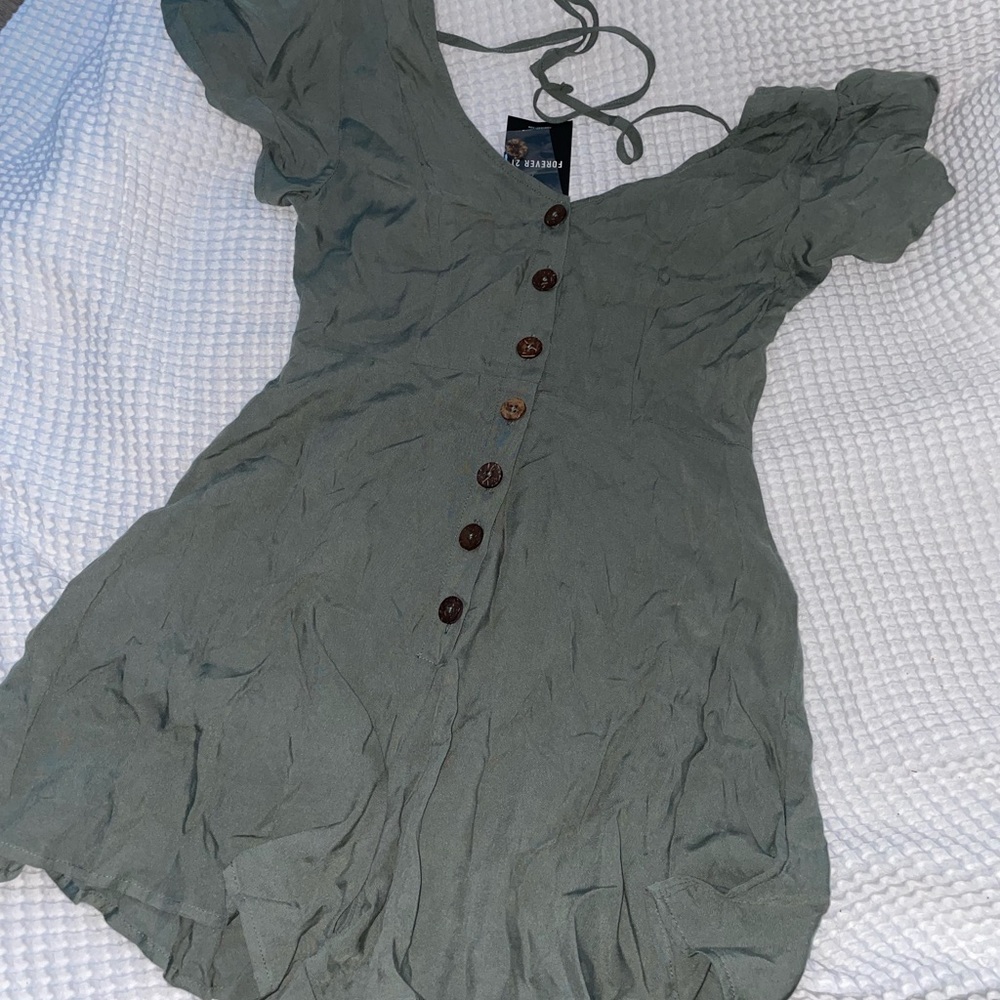 Women's Olive Green Button-Front Romper